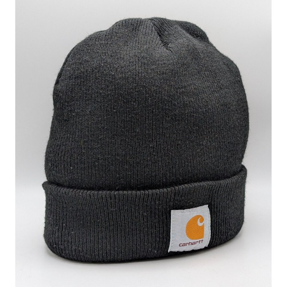 Carhartt Hat Beanie One Size Black Acrylic Knit Patch Mens Workwear Outdoors